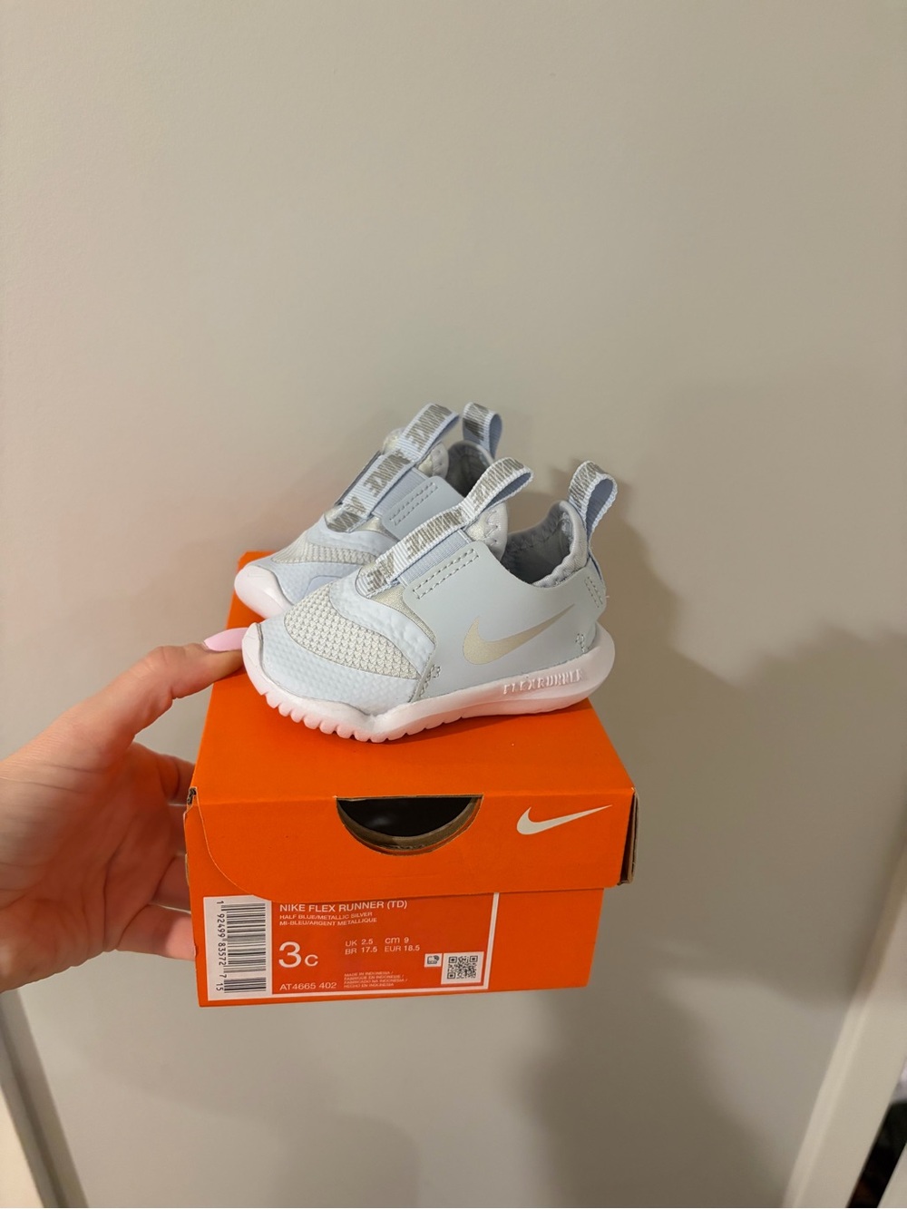 Nike Kids Light Blue and White Slip-On Runner Sneakers